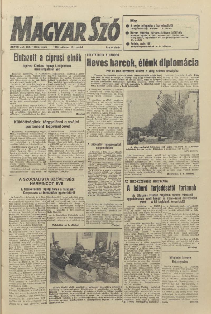 Magyar Szó, 37. évf. 1980. október 10. 280. sz. 1–20. oldal