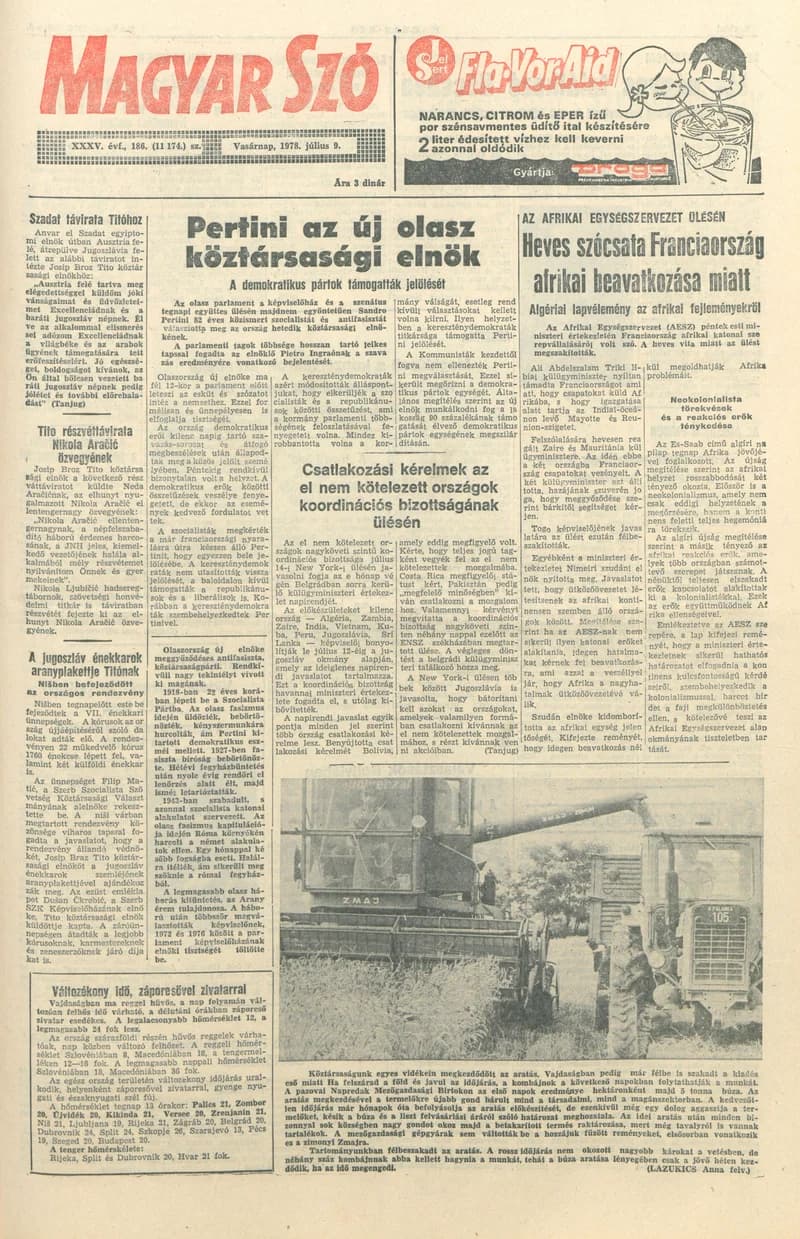 Magyar Szó, 35. évf. 1978. július 9. 186. sz. 1–28. oldal