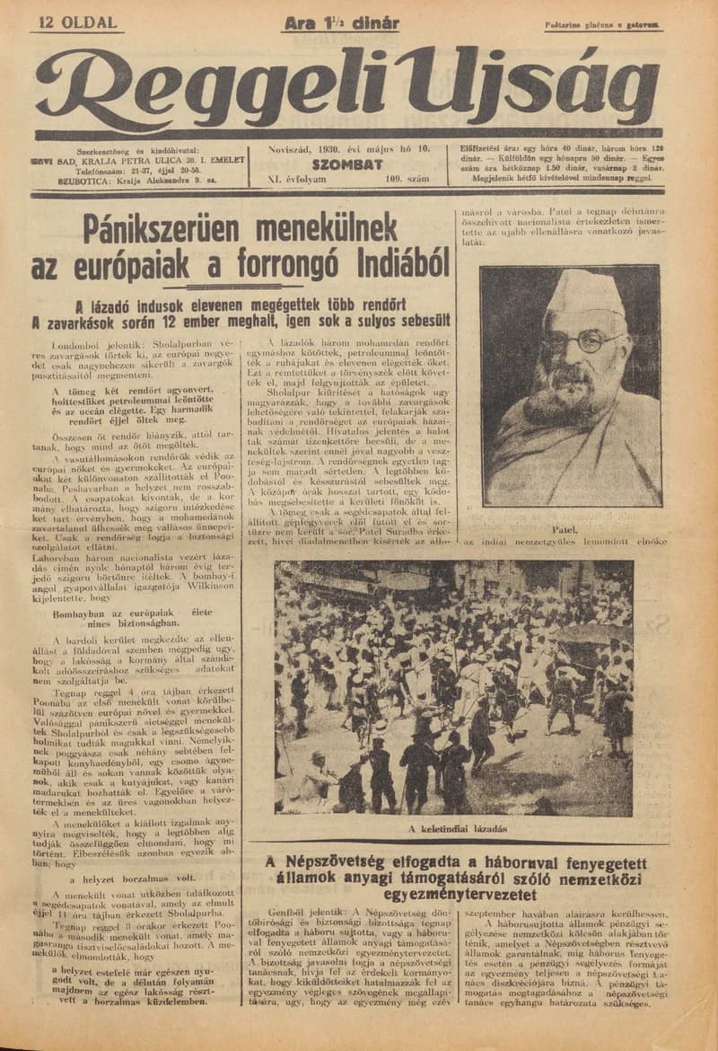 Reggeli Újság, 11. évf. 1930. május 10. 109. sz.