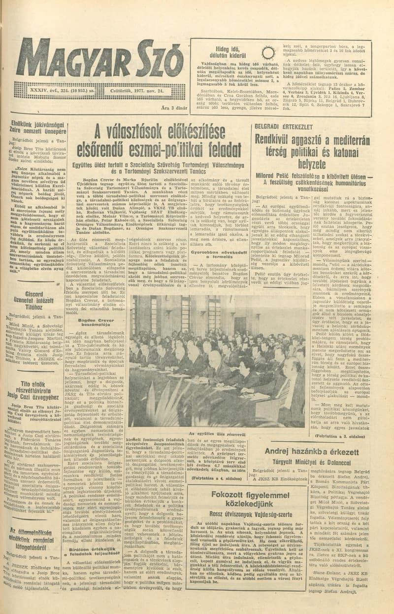 Magyar Szó, 34. évf. 1977. november 24. 324. sz.