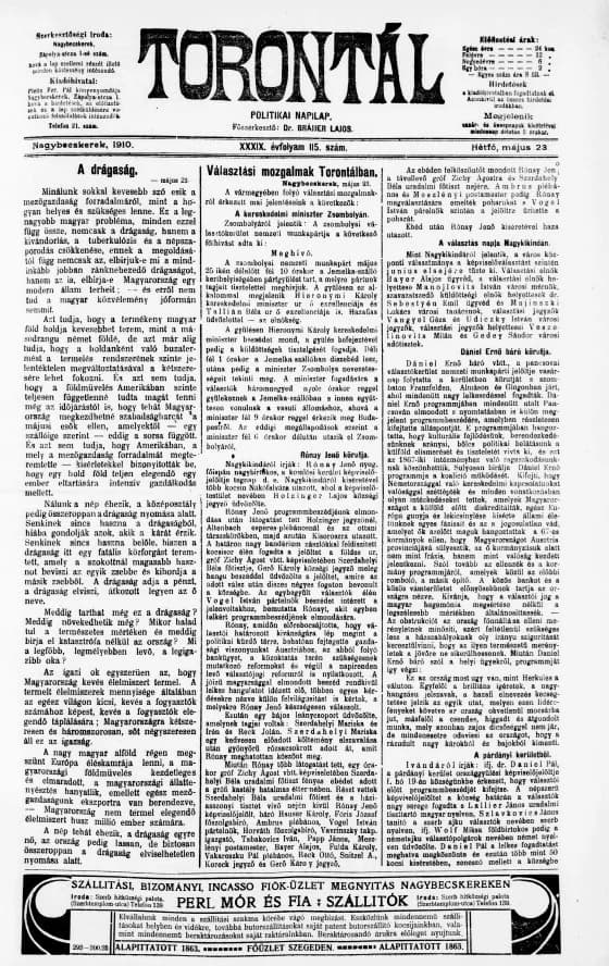 Torontál, 39. évf. 1910. május 23. 115. sz.