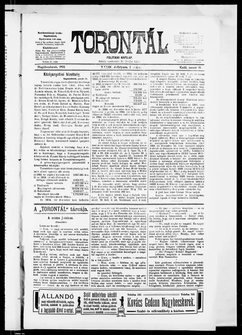 Torontál, 34. évf. 1905. január 10. 7. sz.