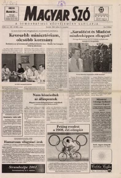 Magyar Szó, 58. évf. 2001. július 14. 162. sz. 1–16. oldal