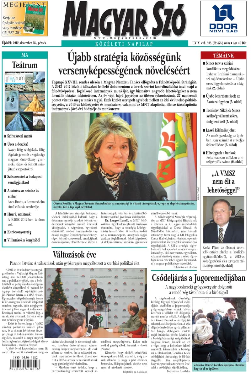 Magyar Szó, 69. évf. 2012. december 28. 303. sz. 1–20. oldal