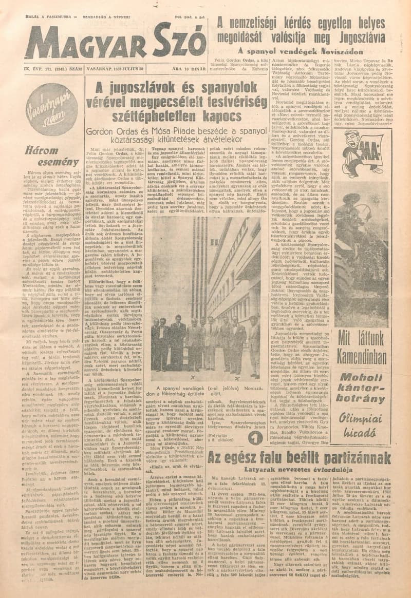 Magyar Szó, 9. évf. 1952. július 20. 171. sz. 1–12. oldal