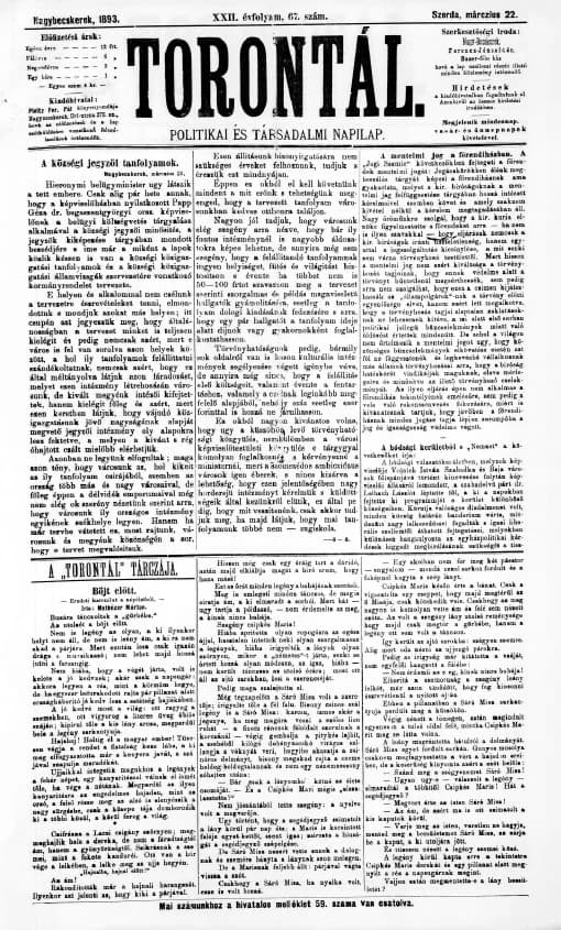 Torontál, 22. évf. 1893. március 22. 67. sz.