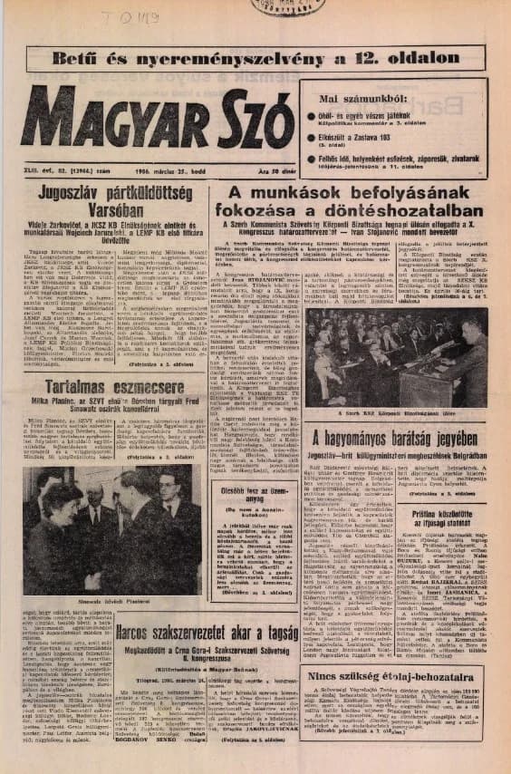 Magyar Szó, 43. évf. 1986. március 25. 82. sz. 1–20. oldal