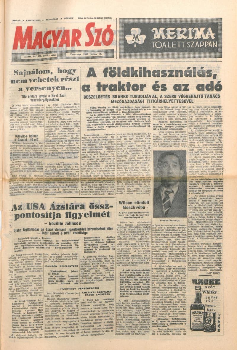 Magyar Szó, 23. évf. 1966. július 17. 193. sz.