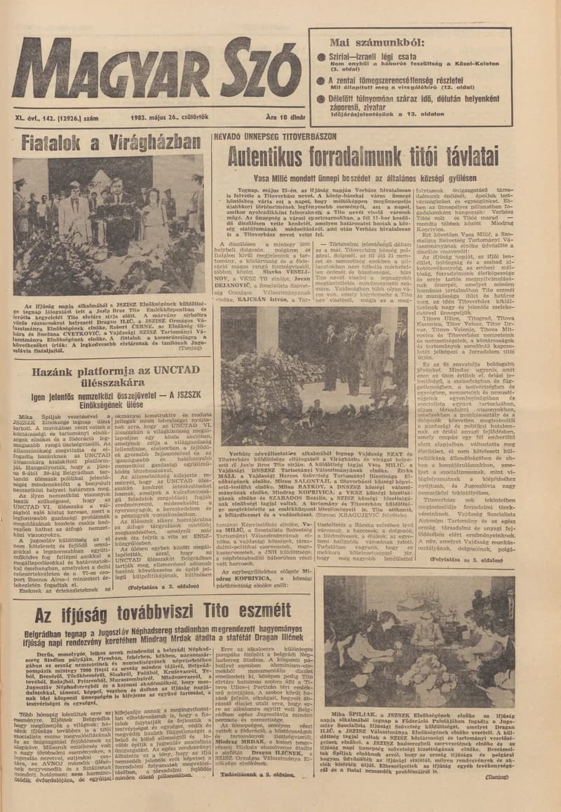 Magyar Szó, 40. évf. 1983. május 26. 142. sz. 1–24. oldal