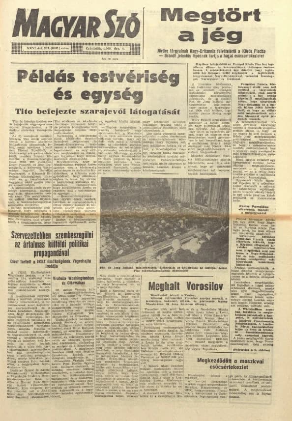 Magyar Szó, 26. évf. 1969. december 4. 333. sz. 1–20. oldal