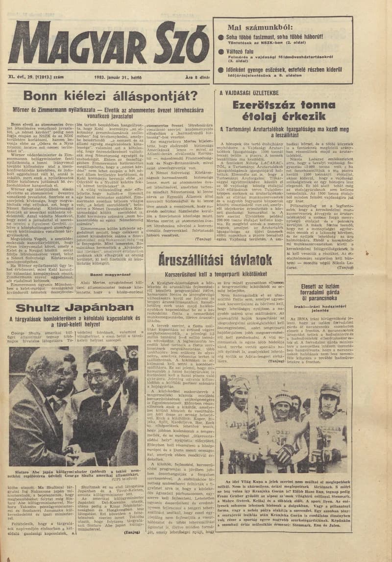 Magyar Szó, 40. évf. 1983. január 31. 29. sz. 1–16. oldal