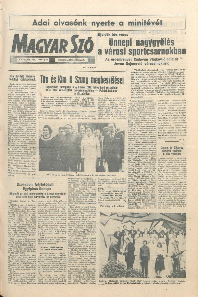 Magyar Szó, 32. évf. 1975. június 7. 154. sz.