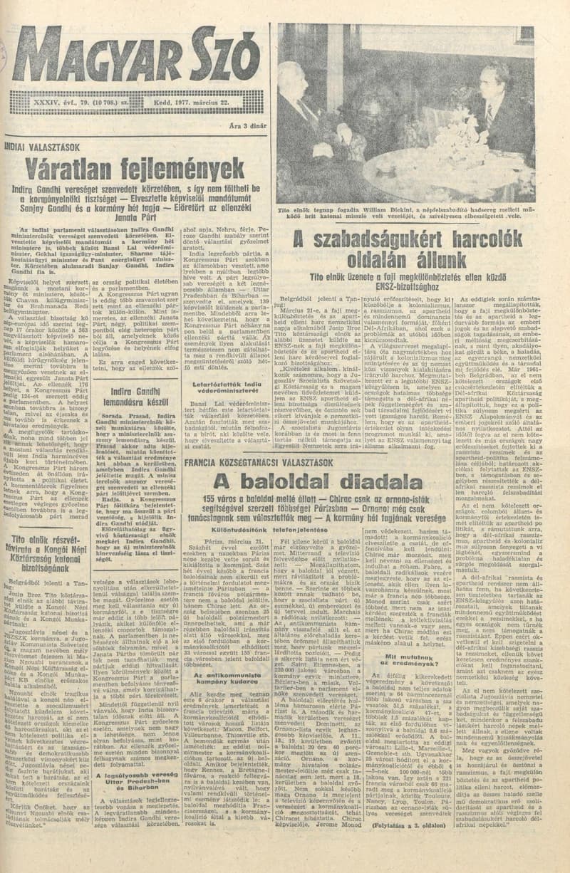 Magyar Szó, 34. évf. 1977. március 22. 79. sz.