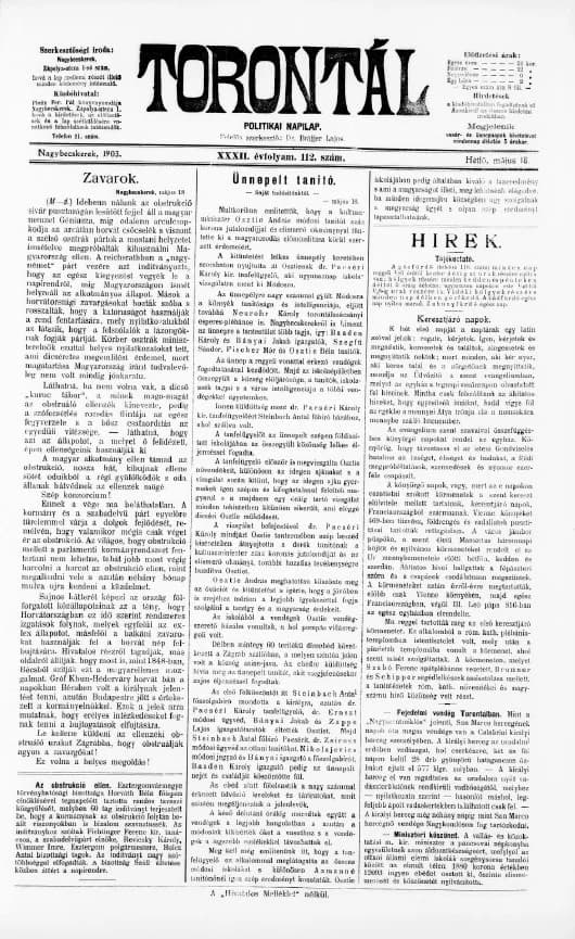 Torontál, 32. évf. 1903. május 18. 112. sz.