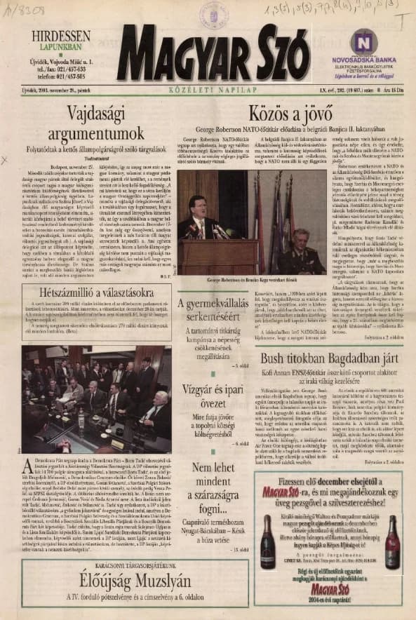 Magyar Szó, 60. évf. 2003. november 28. 282. sz. 1–20. oldal