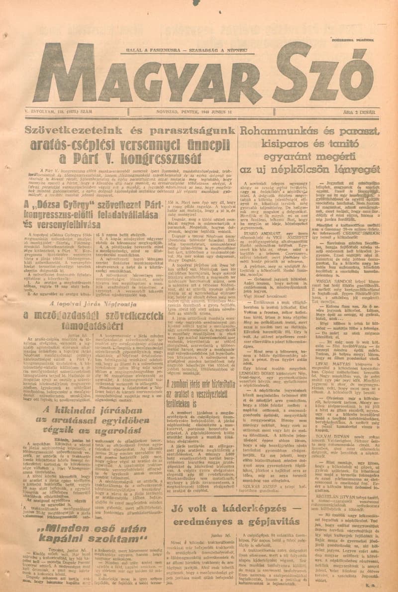 Magyar Szó, 5. évf. 1948. június 11. 138. sz. 1–4. oldal