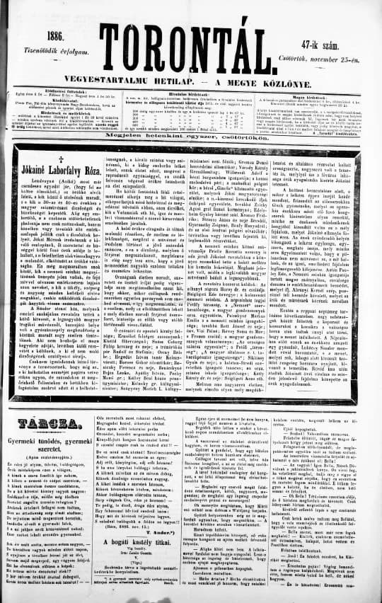 Torontál, 15. évf. 1886. november 25. 47. sz.
