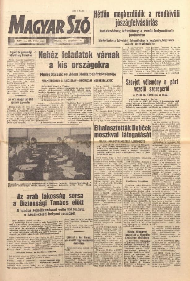 Magyar Szó, 25. évf. 1968. szeptember 20. 160. sz. 1–10. oldal