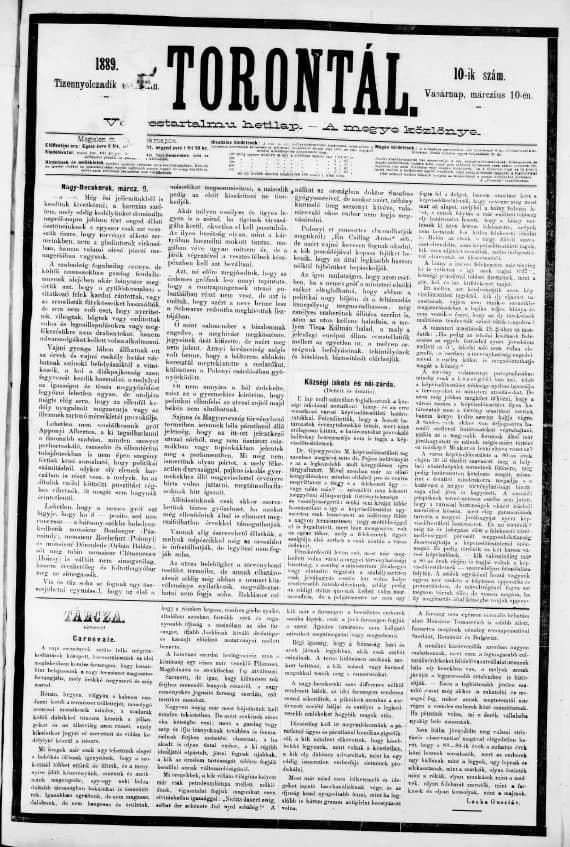 Torontál, 18. évf. 1889. március 10. 10. sz.