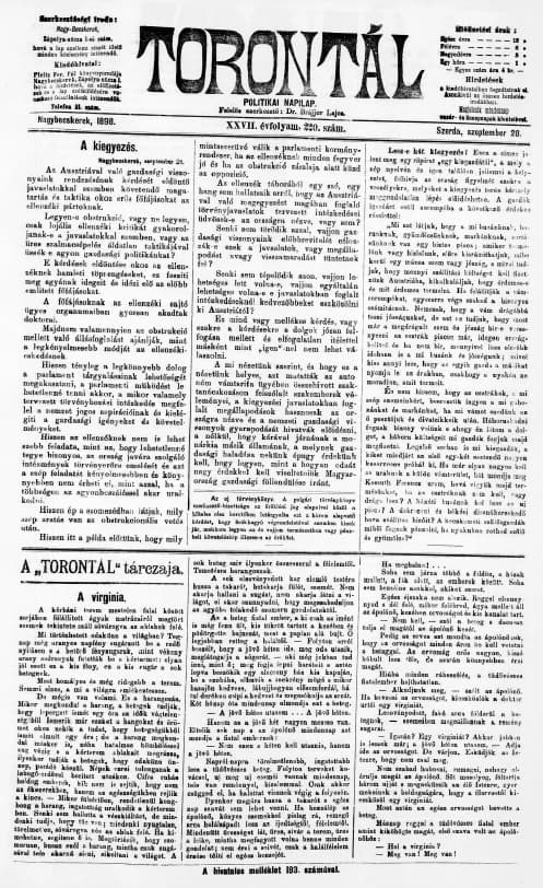 Torontál, 27. évf. 1898. szeptember 28. 220. sz.
