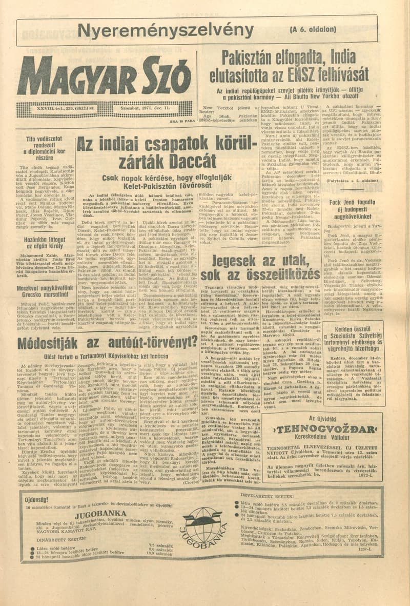 Magyar Szó, 28. évf. 1971. december 11. 339. sz. 1–20. oldal