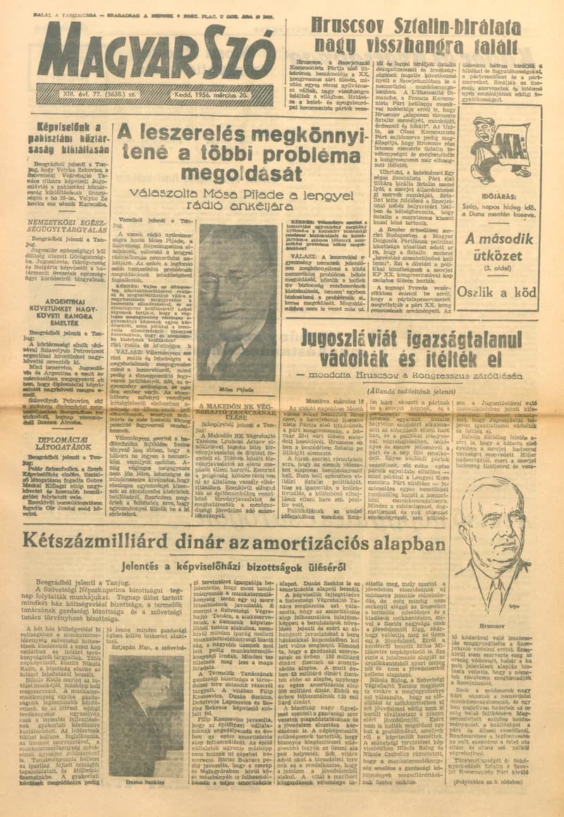 Magyar Szó, 13. évf. 1956. március 20. 77. sz. 1–8. oldal