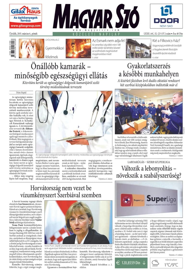 Magyar Szó, 72. évf. 2015. március 6. 52. sz. 1–16. oldal