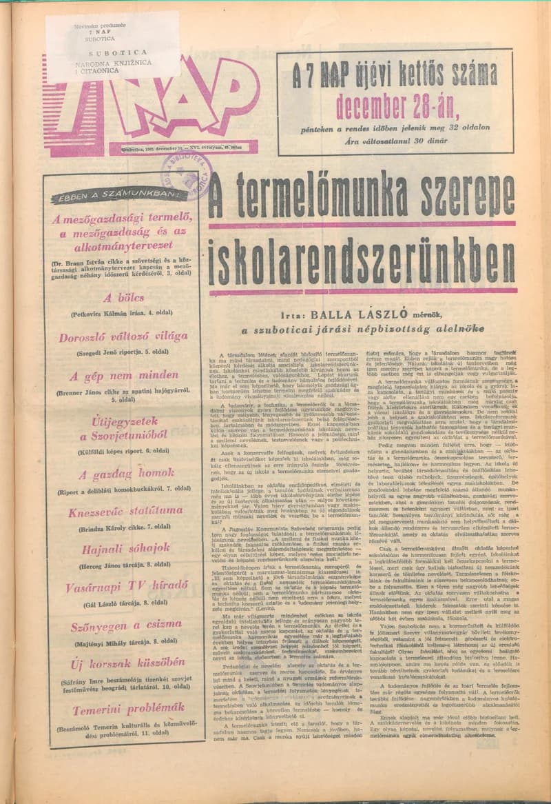7 Nap, 17. évf. 1962. december 14. 49. sz. 1–20. oldal