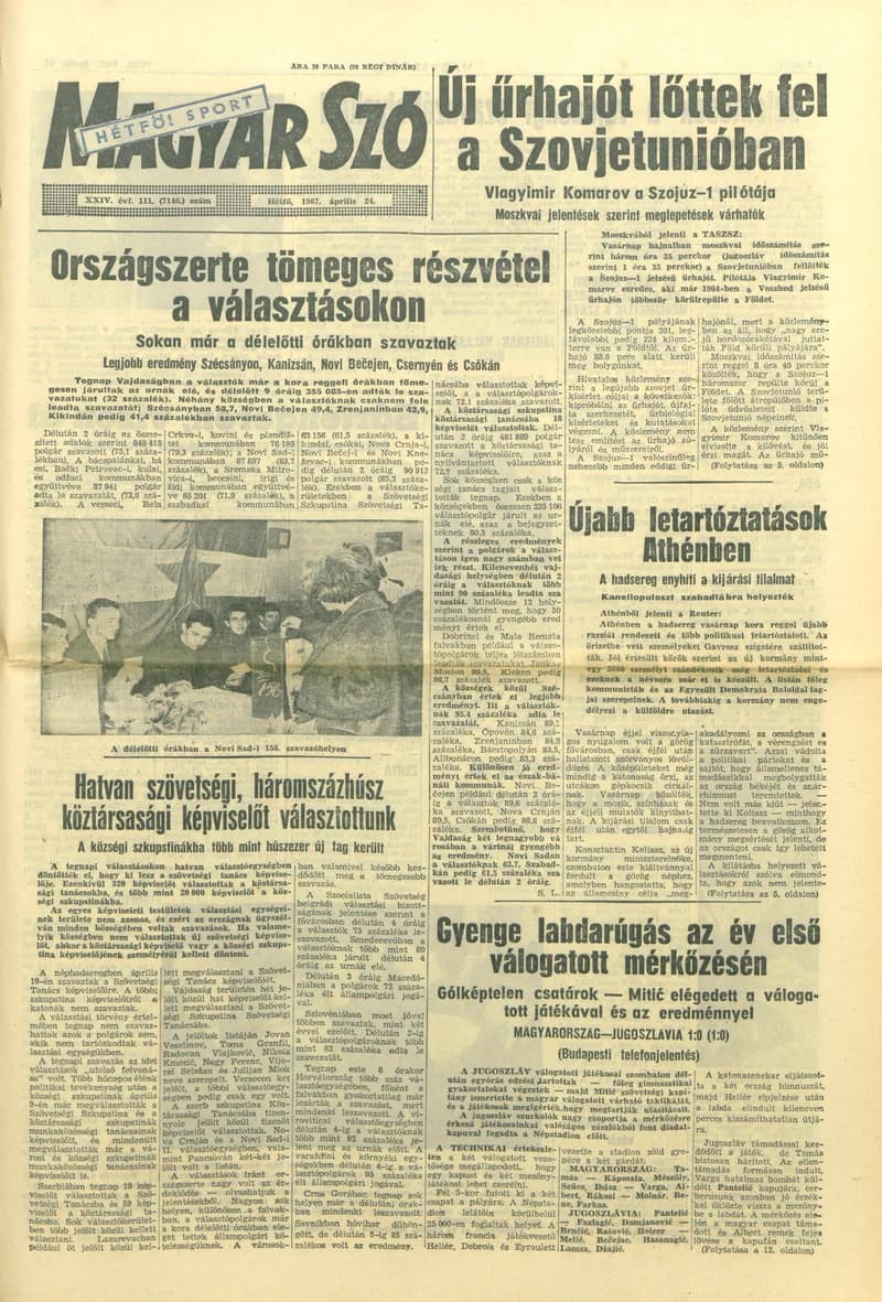 Magyar Szó, 24. évf. 1967. április 24. 111. sz. 1–16. oldal