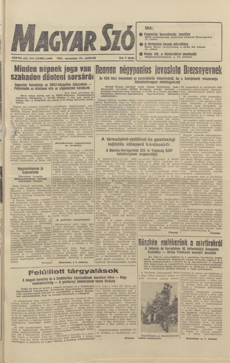 Magyar Szó, 38. évf. 1981. november 19. 319. sz.