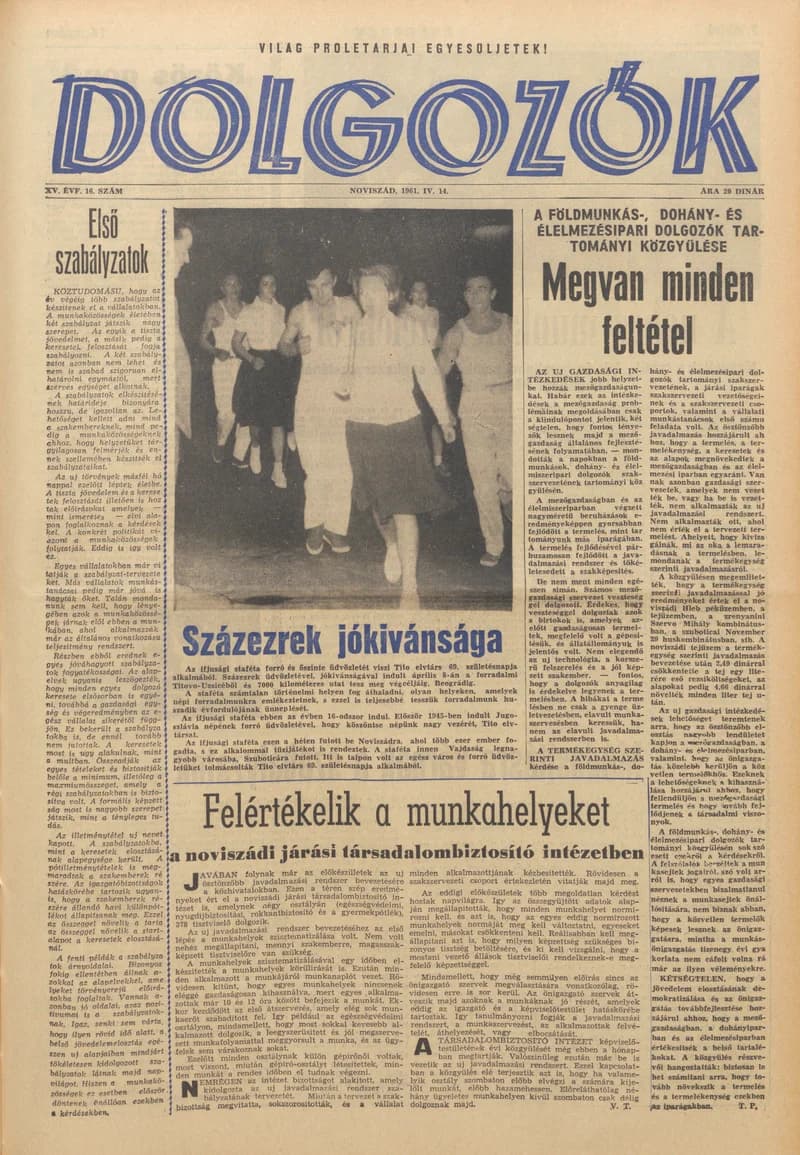 Dolgozók, 15. évf. 1961. április 14. 16. sz.