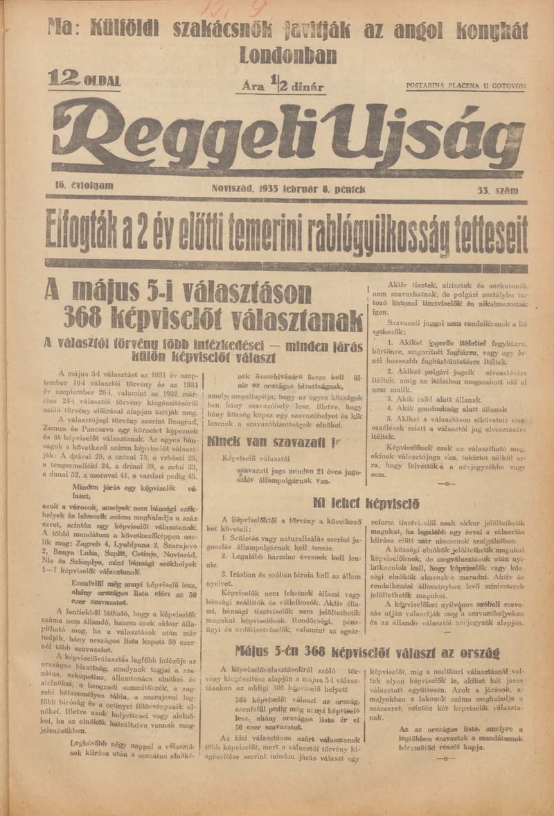 Reggeli Újság, 16. évf. 1935. február 8. 33. sz.