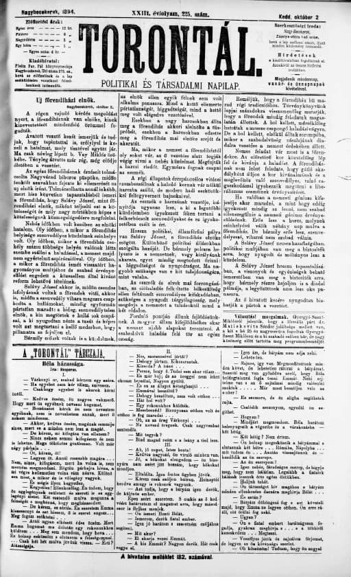 Torontál, 23. évf. 1894. október 2. 225. sz.