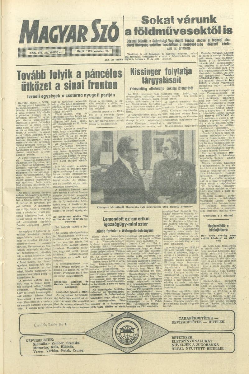 Magyar Szó, 30. évf. 1973. október 22. 291. sz.