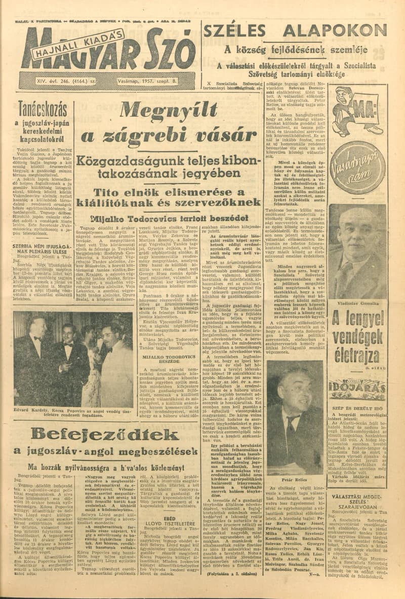 Magyar Szó, 14. évf. 1957. szeptember 8. 246. sz. 1–18. oldal