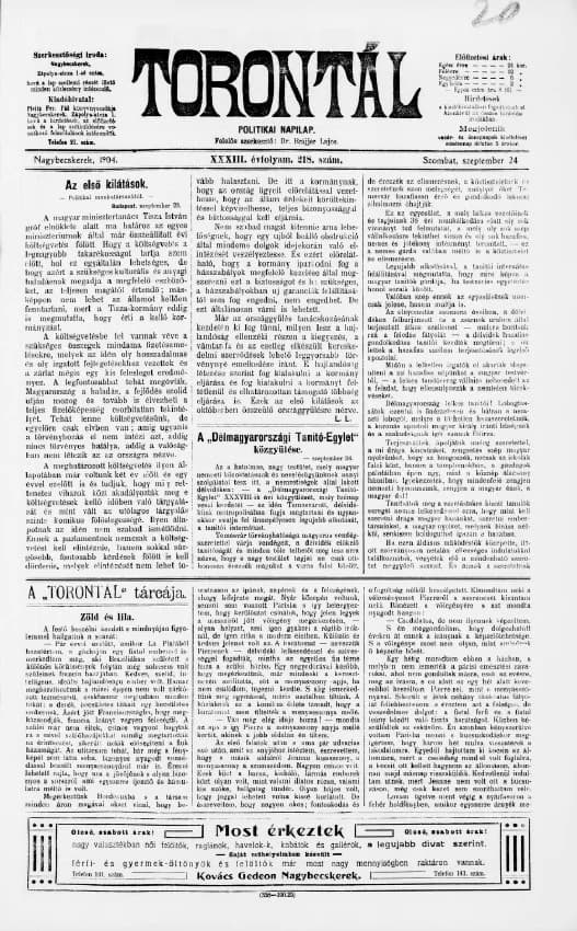 Torontál, 33. évf. 1904. szeptember 24. 218. sz.