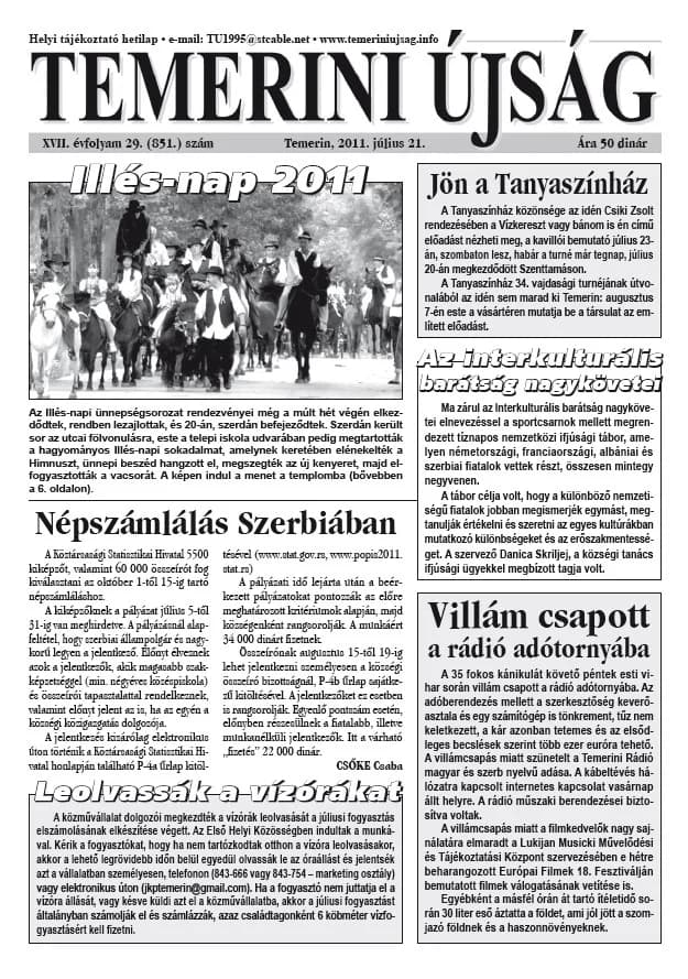 Temerini Újság, 17. évf. 2011. július 21. 29. sz.
