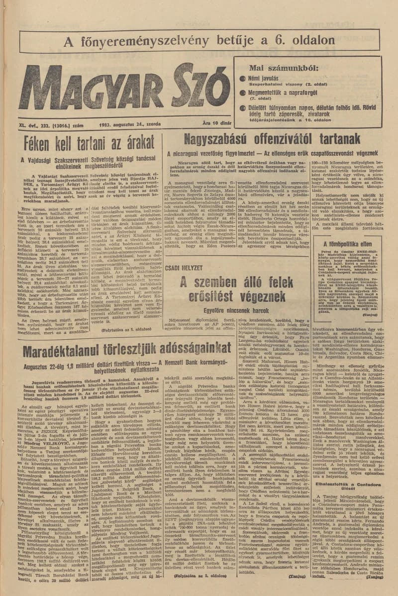 Magyar Szó, 40. évf. 1983. augusztus 24. 232. sz. 1–20. oldal