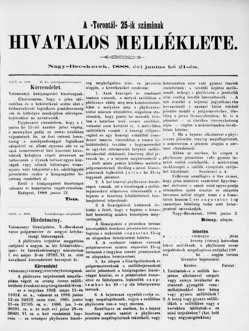 A Totontál  hivatalos melléklete, 1. évf. 1888. június 21. 25. sz.