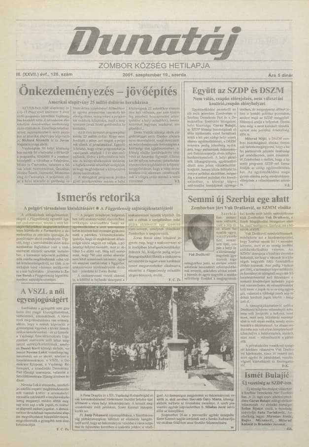 Dunatáj, 3. évf. 2001. szeptember 19. 128. sz.