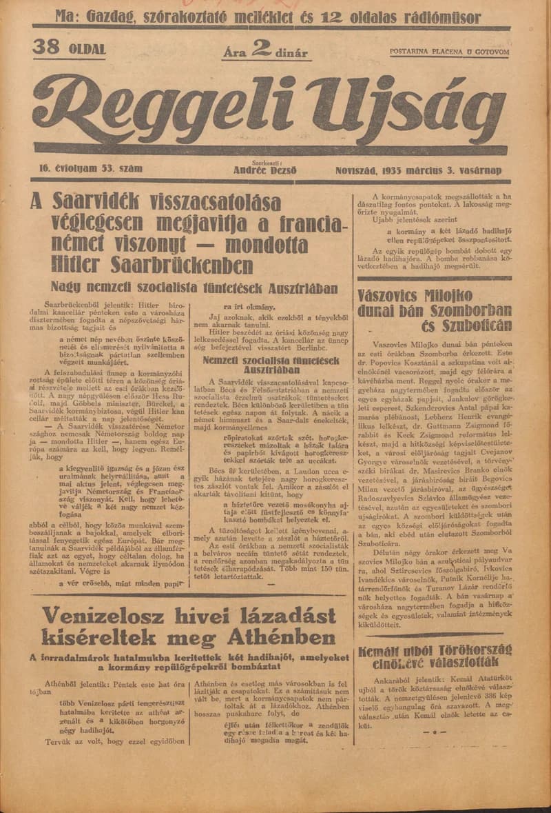 Reggeli Újság, 16. évf. 1935. március 3. 53. sz.