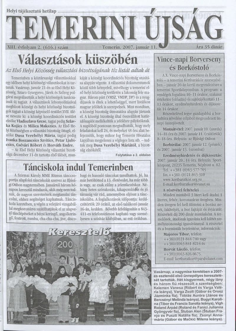 Temerini Újság, 13. évf. 2007. január 11. 2. sz.