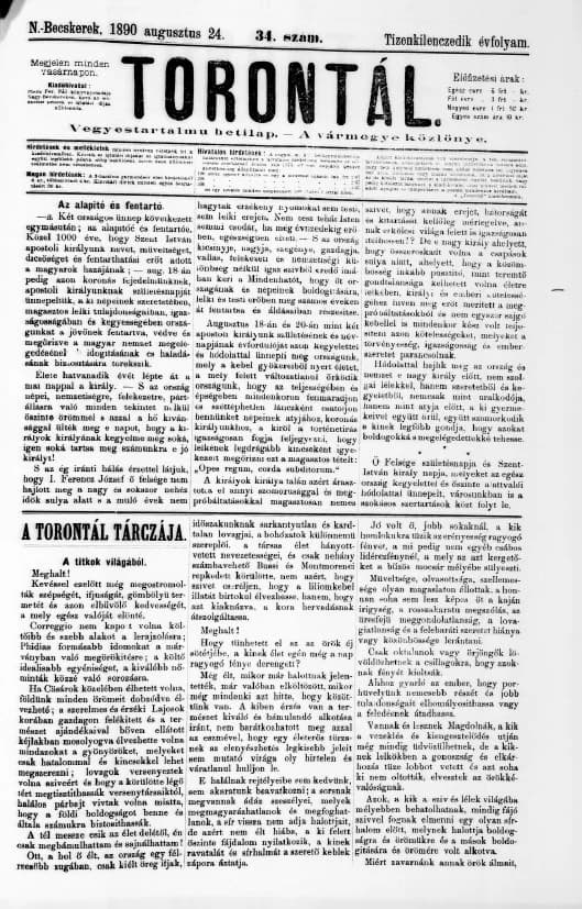 Torontál, 19. évf. 1890. augusztus 24. 34. sz.