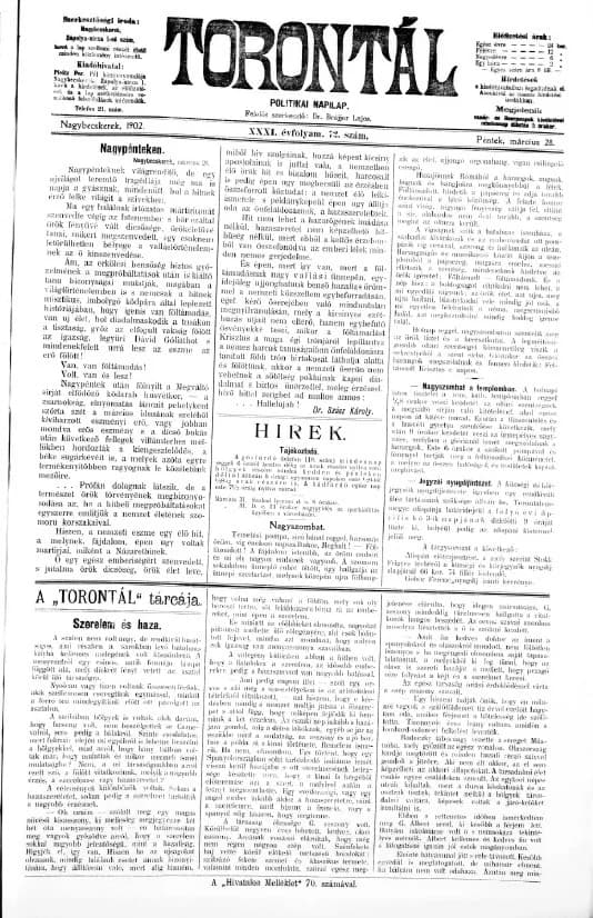 Torontál, 31. évf. 1902. március 28. 72. sz.