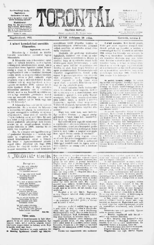 Torontál, 34. évf. 1905. március 2. 50. sz.
