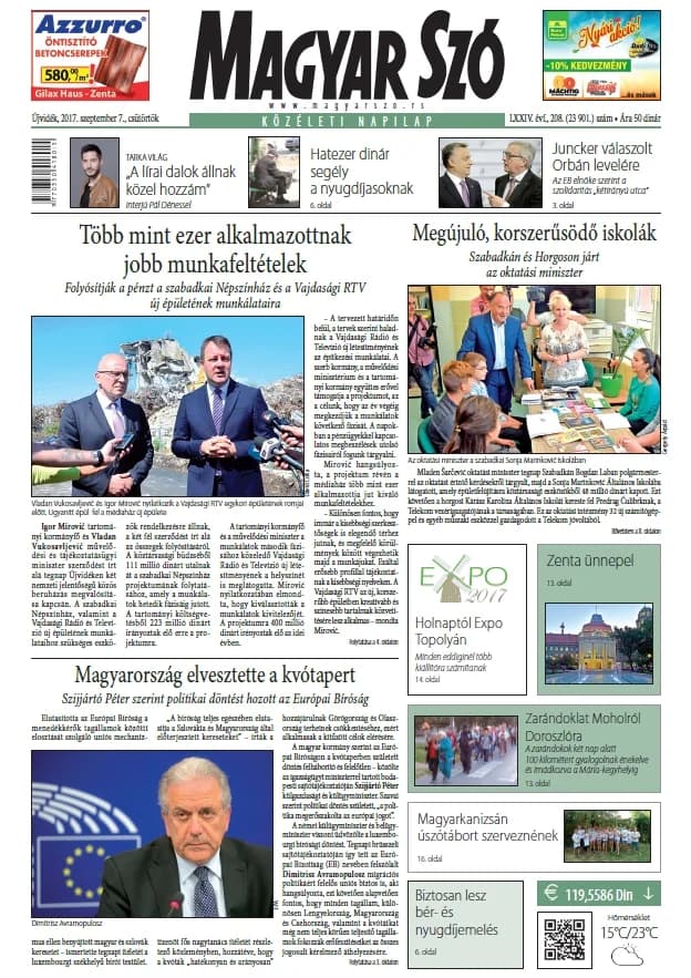 Magyar Szó, 74. évf. 2017. szeptember 7. 208. sz. 1–20. oldal