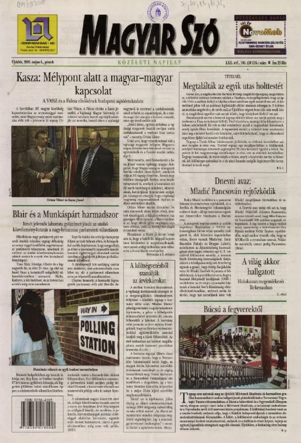 Magyar Szó, 62. évf. 2005. május 6. 104. sz. 1–20. oldal
