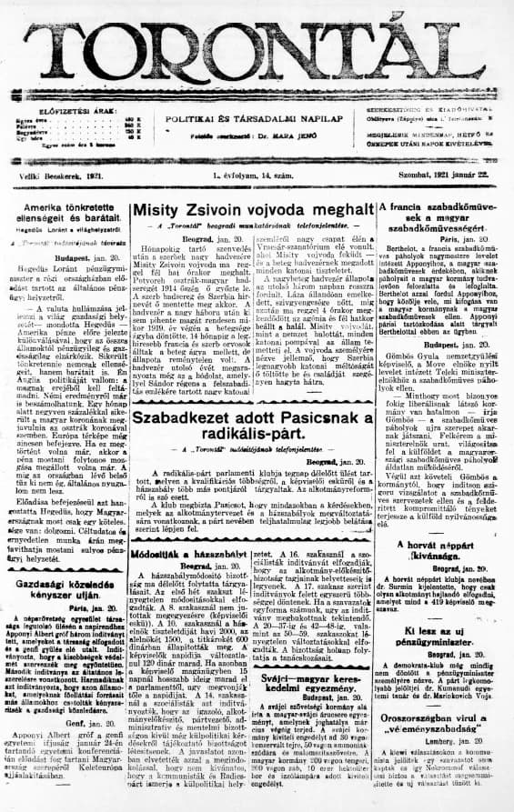 Torontál, 50. évf. 1921. január 22. 14. sz.