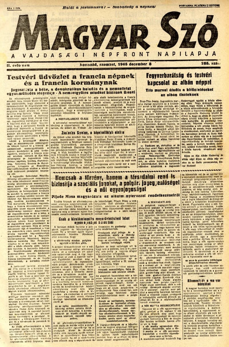 Magyar Szó, 2. évf. 1945. december 8. 285. sz. 1–4. oldal