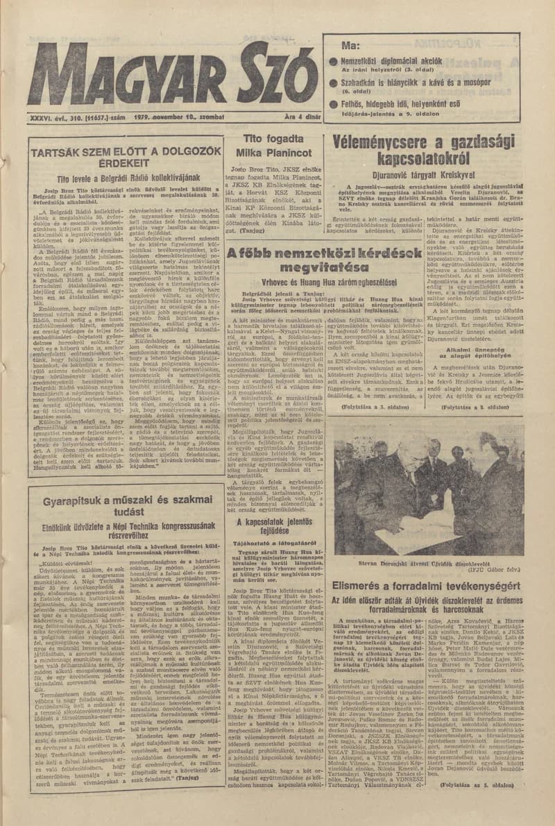 Magyar Szó, 36. évf. 1979. november 10. 310. sz. 1–20. oldal